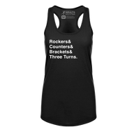 [VAULT] Rockers & Counters & Brackets & Three Turns. Racerback Tank - Adults Skate Too LLC