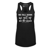 [VAULT] We Fall Down, We Get Up, We Try Again Racerback Tank - Adults Skate Too LLC