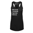 [VAULT] Moves & Jumps & Spins & Dance. Racerback Tank - Adults Skate Too LLC