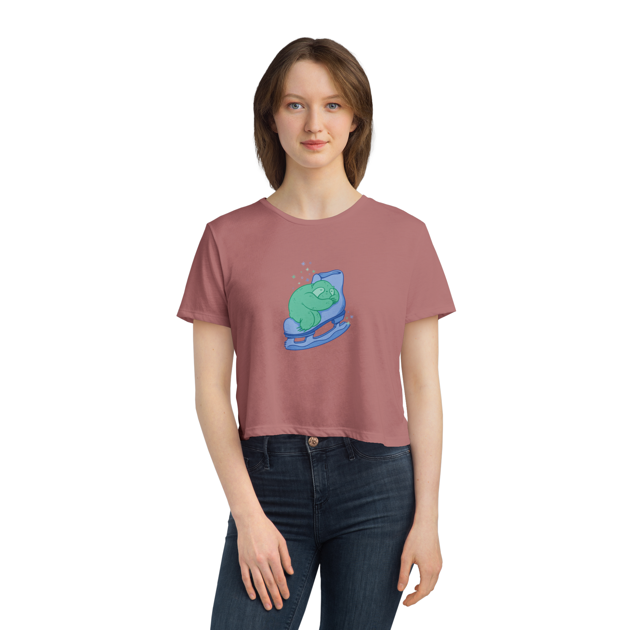 Skating Sloth Flowy Crop