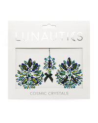 Showgirl Body Jewel Pasties - Black and Iridescent Green Body Jewel Rhinestone Sticker Pasties