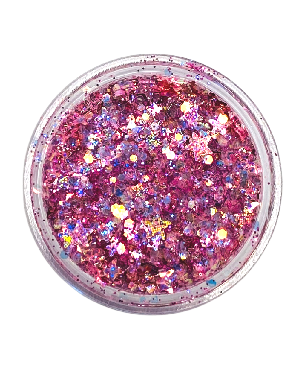 Material Girl - Chunky Holographic Light Pink Glitter with Stars
