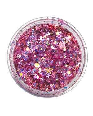 Material Girl - Chunky Holographic Light Pink Glitter with Stars