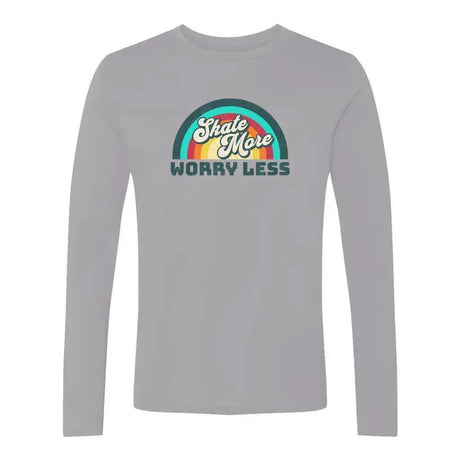 Skate More Worry Less Unisex Cotton Long Sleeve Crew Adults Skate Too LLC