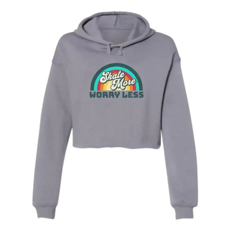 Skate More Worry Less Women's Cropped Fleece Hoodie Adults Skate Too LLC