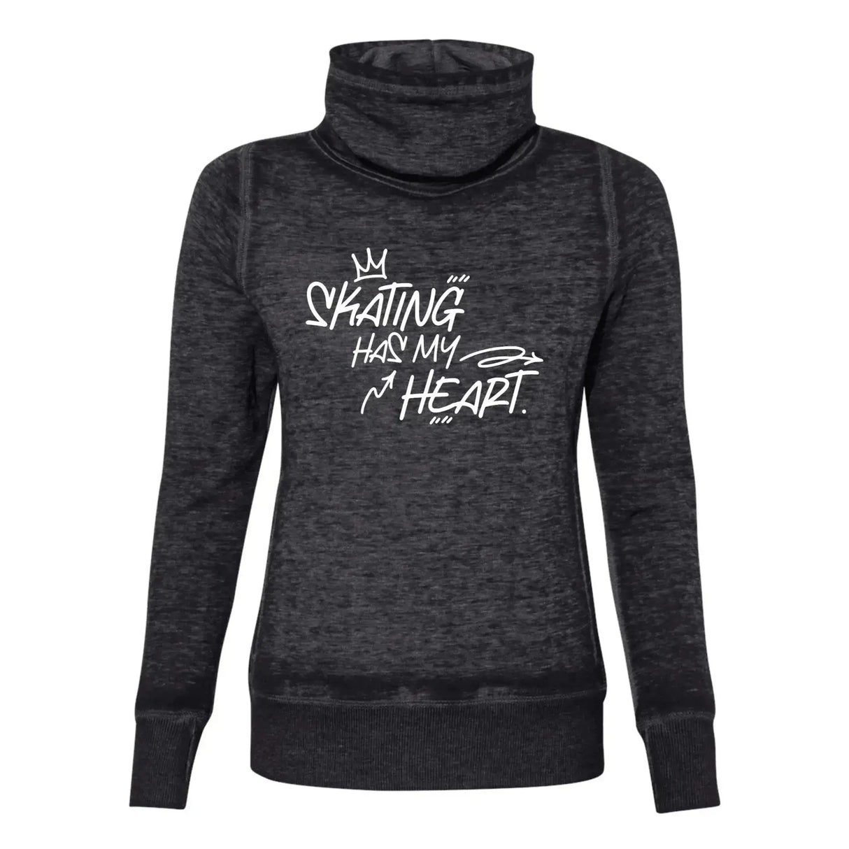 Skating Has My Heart Cowl Neck Sweatshirt - M Adults Skate Too LLC