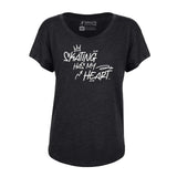 Skating Has My Heart Women's Dolman Tee Adults Skate Too LLC