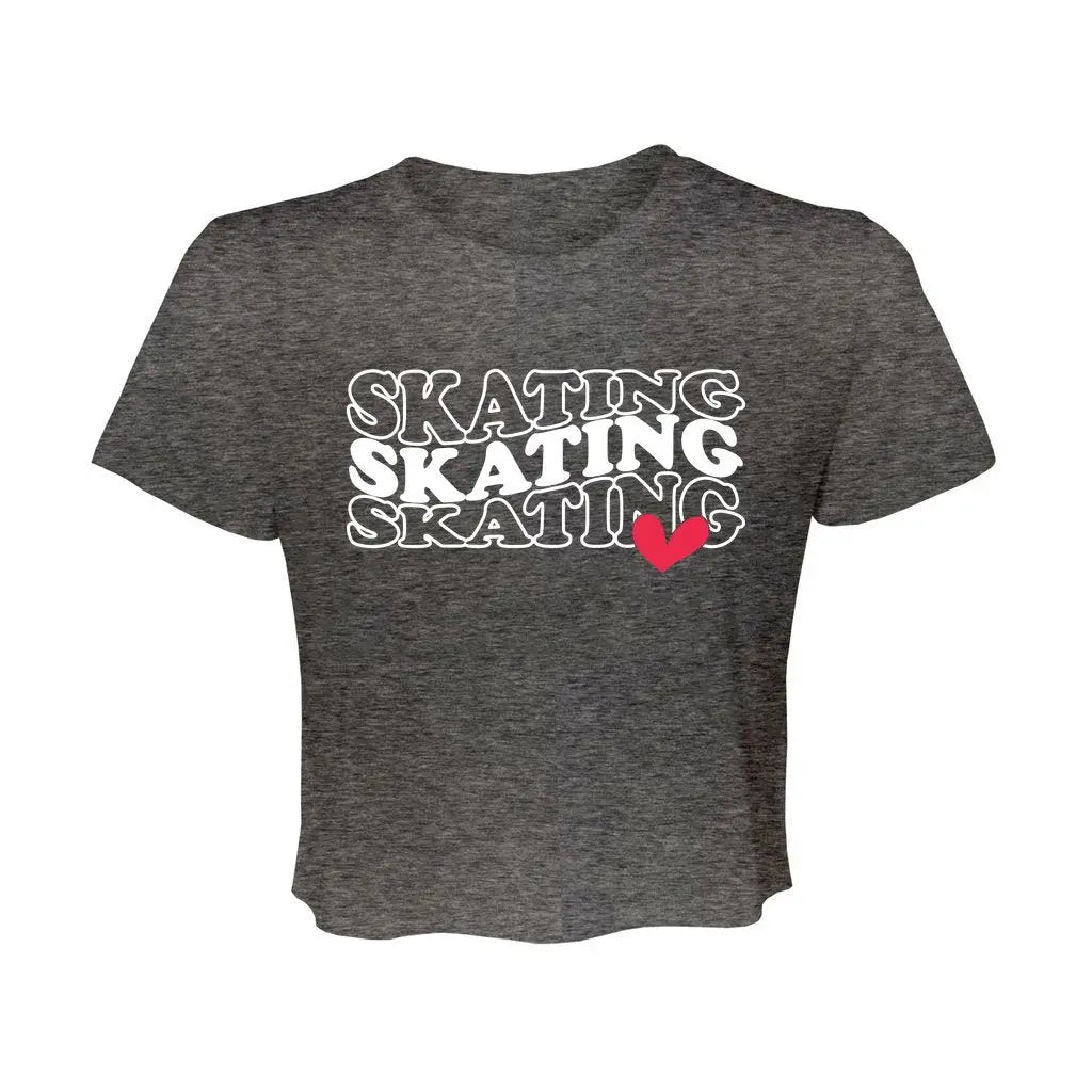 Skating <3 Women’s Flowy Cropped Tee Adults Skate Too LLC