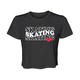 Skating <3 Women’s Flowy Cropped Tee Adults Skate Too LLC