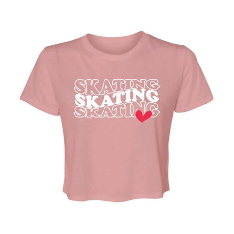 Skating <3 Women’s Flowy Cropped Tee Adults Skate Too LLC