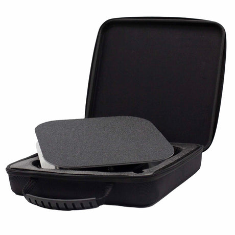 The CRS Cross spinner sitting in its open black zip case
