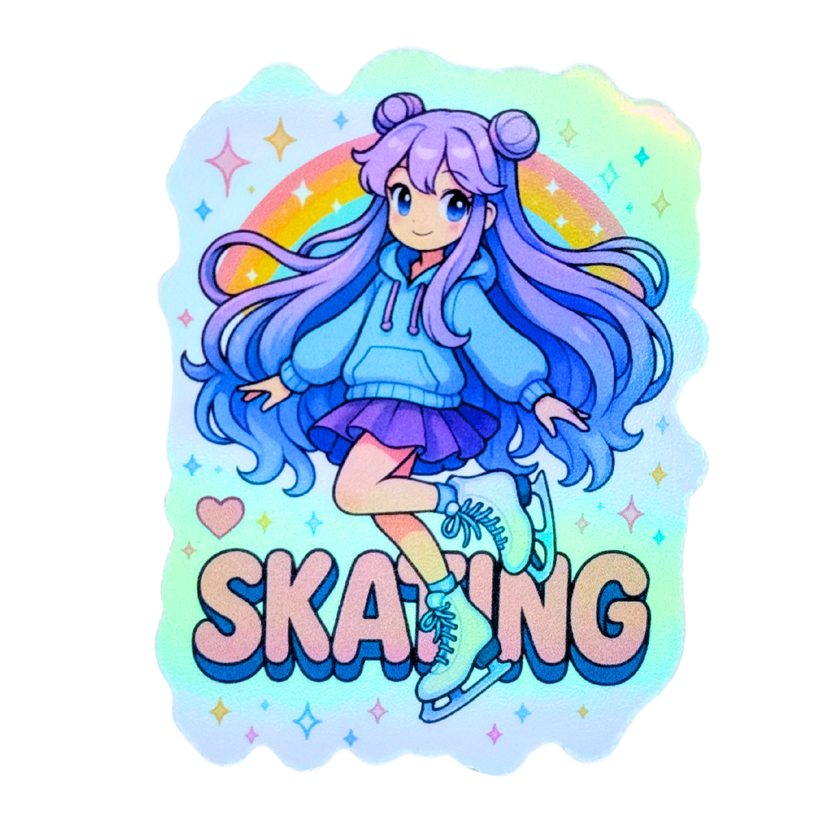 Skating Girl Sparkle Holo Stickers