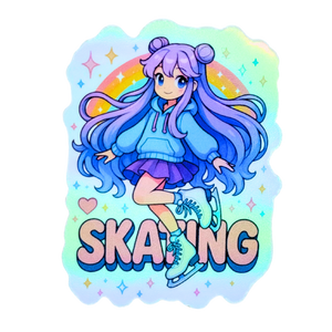 Skating Girl Sparkle Holo Stickers