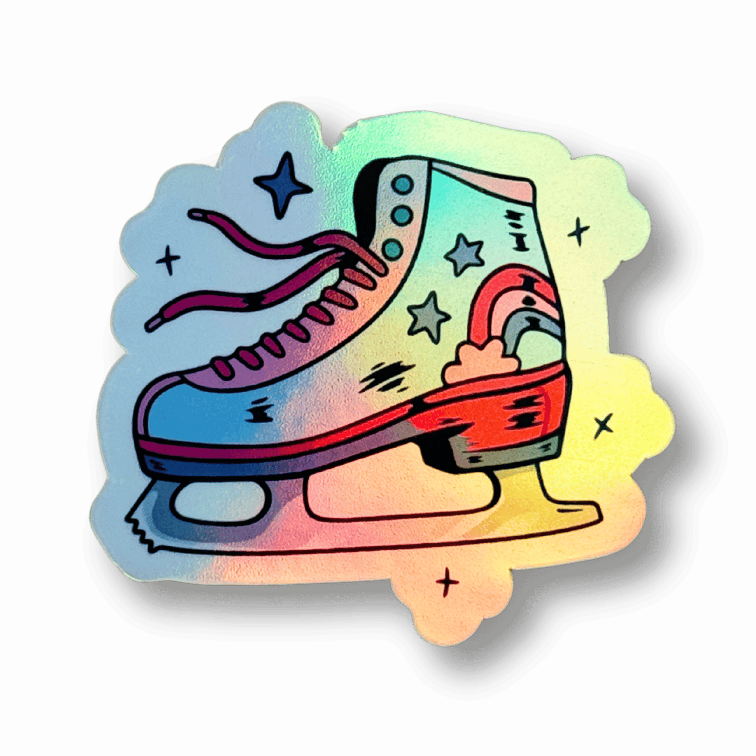 Cosmic Skate Dreams Rainbow Holographic Sticker