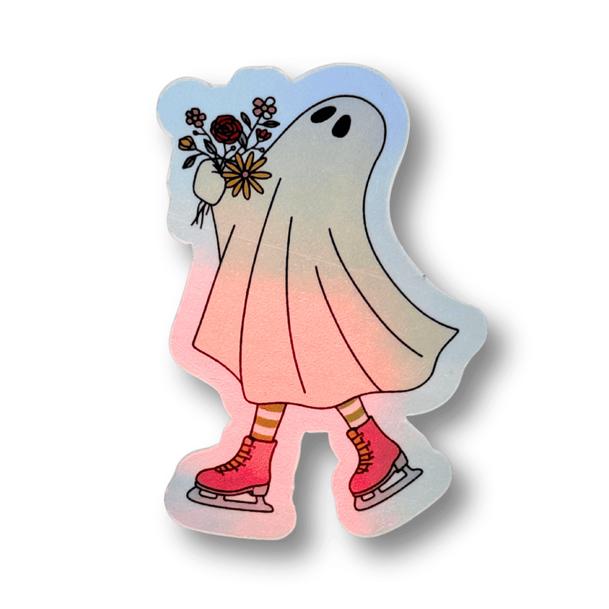 Ghostly Flower Skater Holographic Sticker