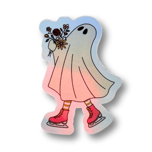 Ghostly Flower Skater Holographic Sticker