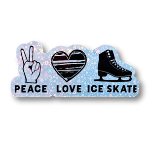 Peace Love Ice Skate Holographic Sticker