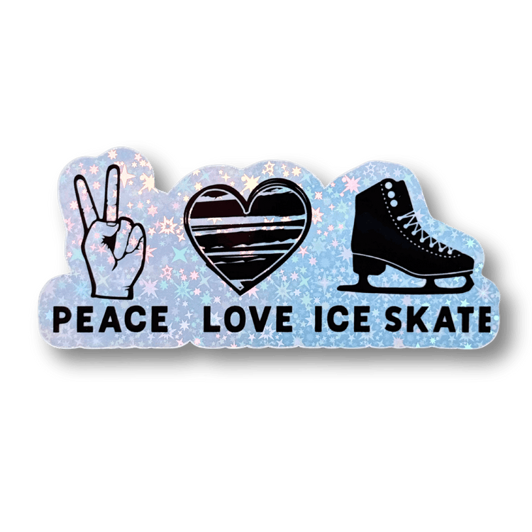 Peace Love Ice Skate Holographic Sticker