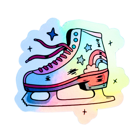 Cosmic Skate Dreams Rainbow Holographic Sticker