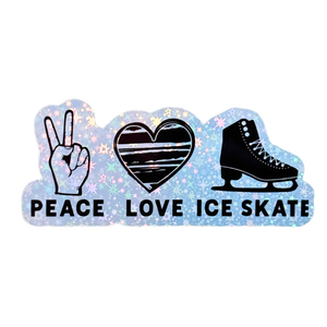 Peace Love Ice Skate Holographic Sticker