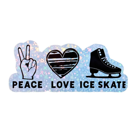 Peace Love Ice Skate Holographic Sticker