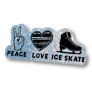 Peace Love Ice Skate Holographic Sticker