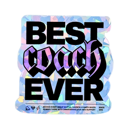 Best Coach Ever Cracked Ice Holo Stickers