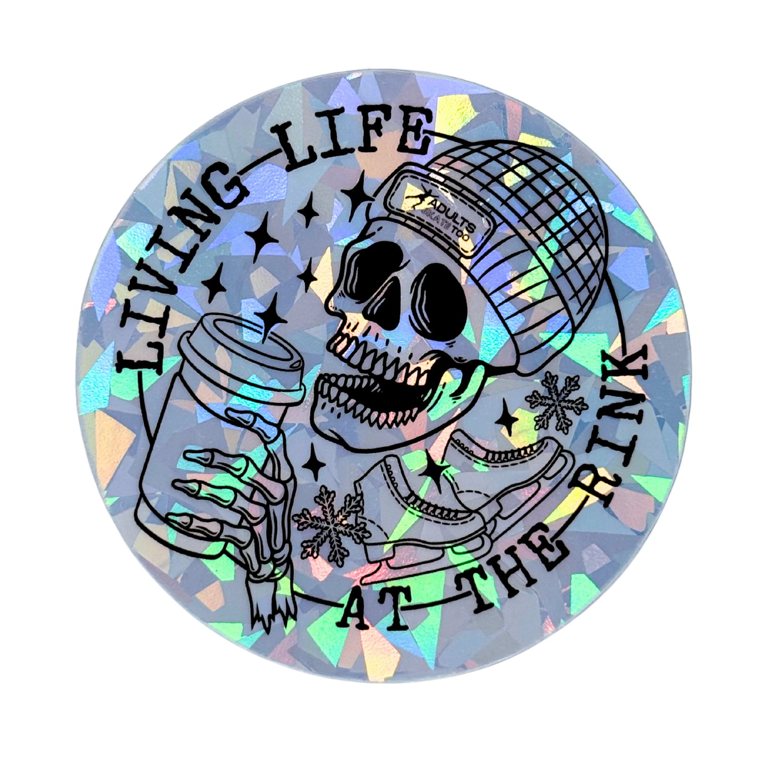 Living Life At The Rink Cracked Holo Stickers