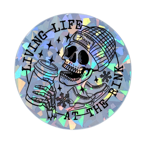 Living Life At The Rink Cracked Holo Stickers