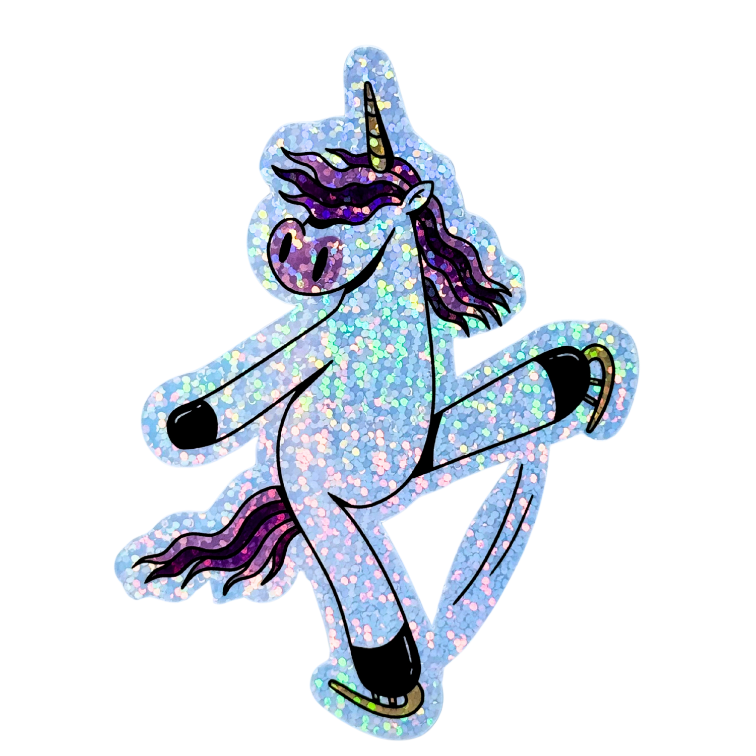 Skating Unicorn Holo Glitter Stickers