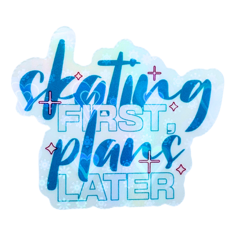 Skating First Plans Later Clear Hearts Holo Stickers