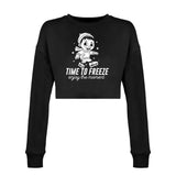 Time To Freeze Women's Fleece Crew Crop Adults Skate Too LLC