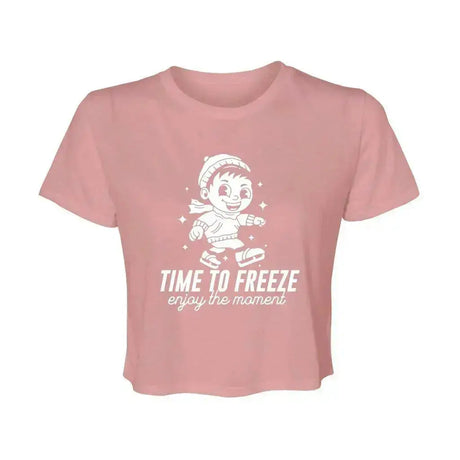 Time To Freeze Women’s Flowy Cropped Tee Adults Skate Too LLC
