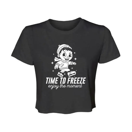 Time To Freeze Women’s Flowy Cropped Tee Adults Skate Too LLC
