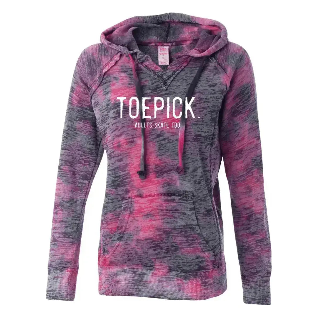 Toepick Women’s Burnout Hooded Sweatshirt Adults Skate Too LLC