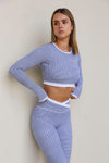 Astoria LUXE BALANCE Staple Sleeved Crop - Blue Lattice - Adults Skate Too LLC