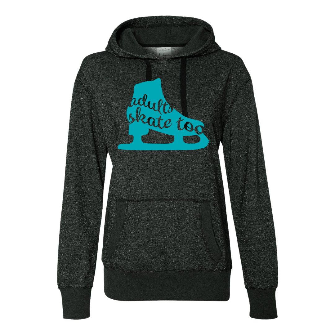 Skate Silhouette Glitter Hoodie - Adults Skate Too LLC