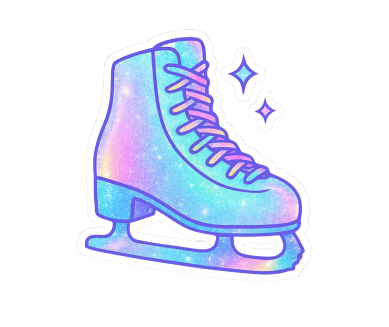 Sparkly Ice Skate – Pastel Galaxy Vinyl Sticker - Adults Skate Too LLC