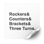 Heat transfer reading Rockers and Counters and Brackets and Three Turns in black on a white backing sheet