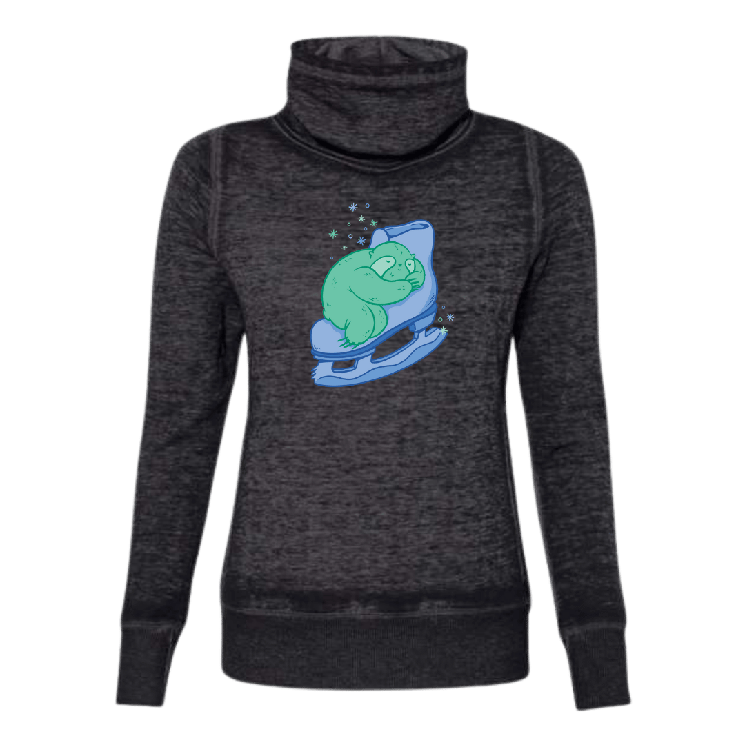 Skating Sloth Cowl Neck Sweatshirt