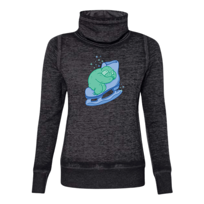 Skating Sloth Cowl Neck Sweatshirt