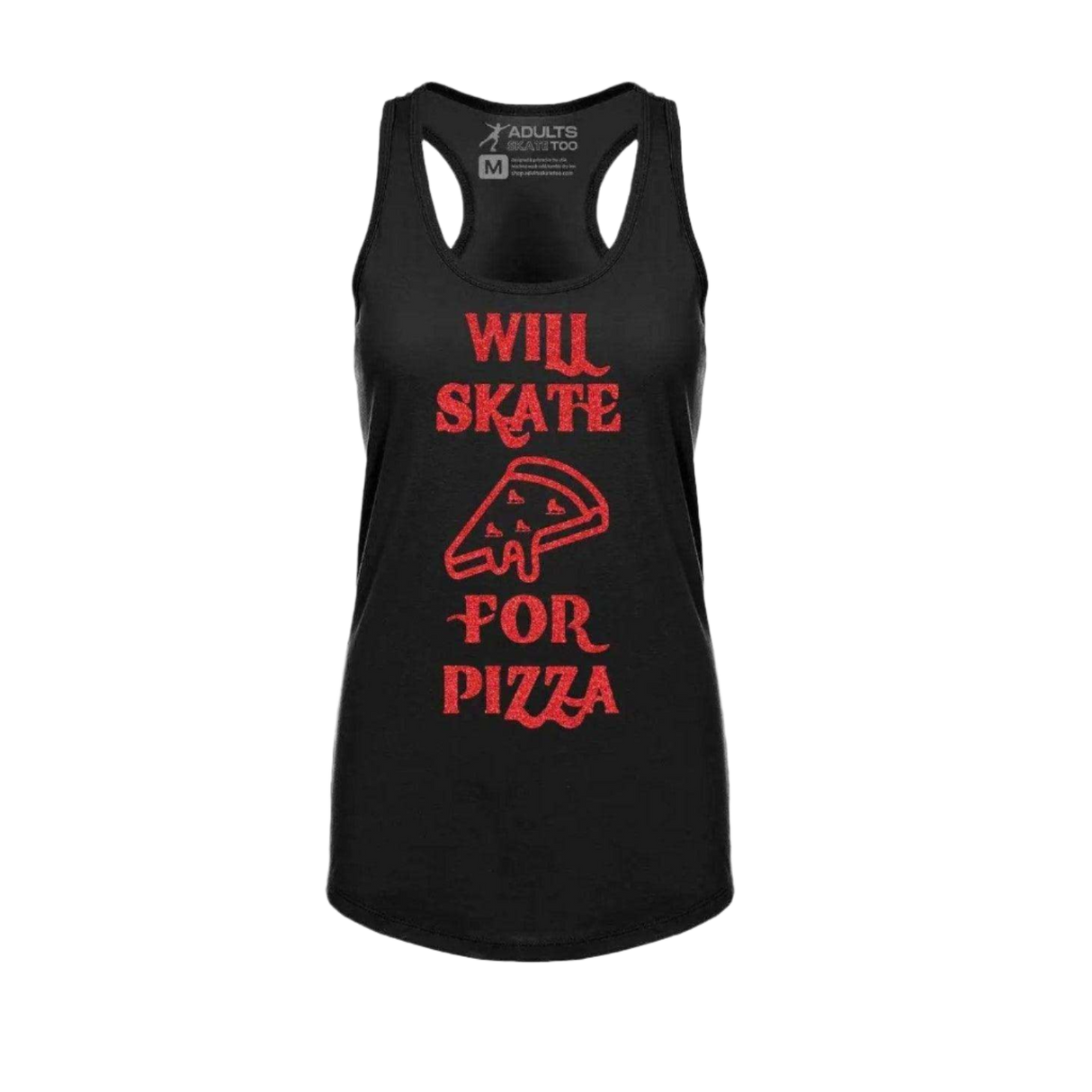 Will Skate For Pizza Racerback Tank - Adults Skate Too LLC