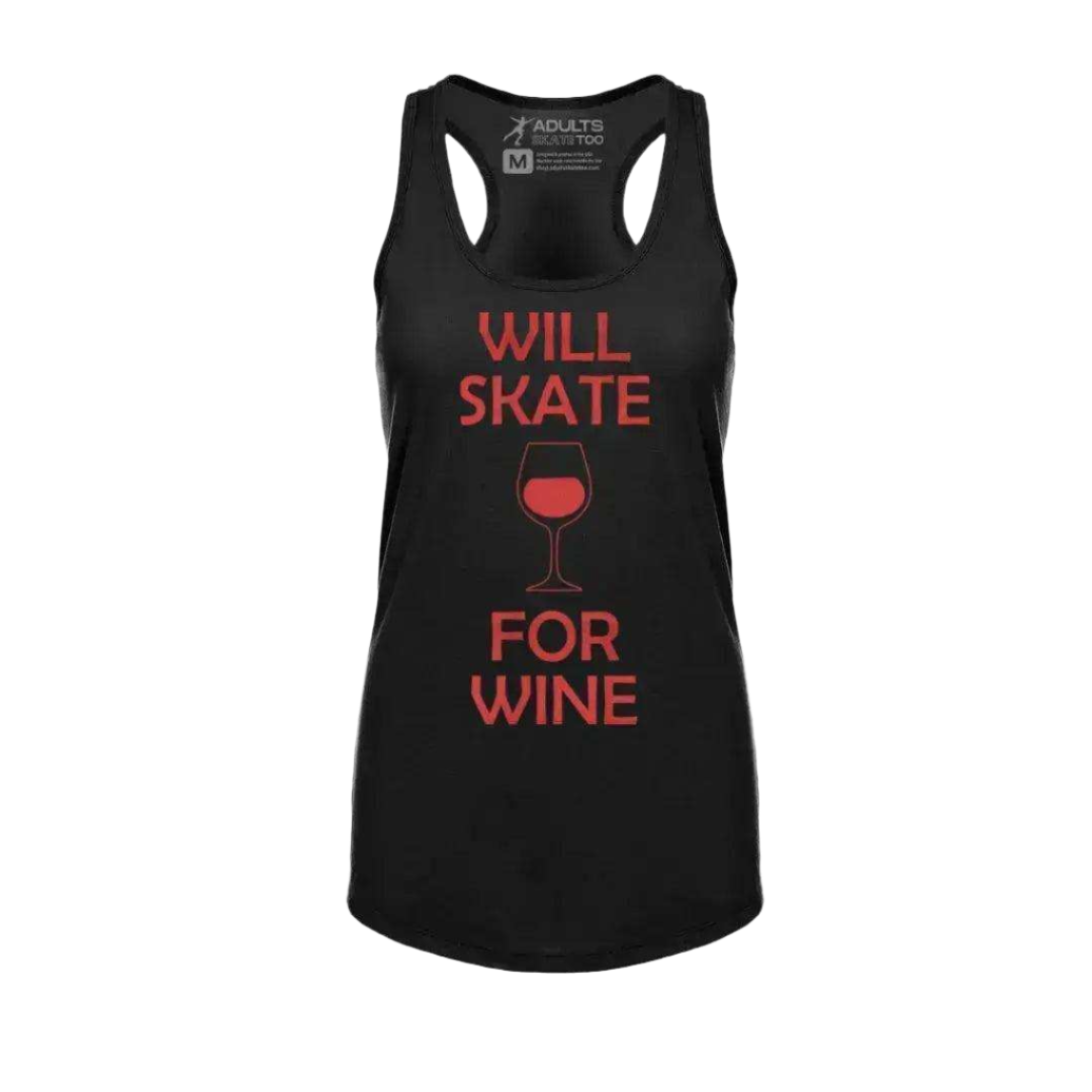 Will Skate For Wine Racerback Tank - Adults Skate Too LLC