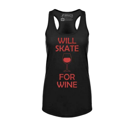 Will Skate For Wine Racerback Tank - Adults Skate Too LLC