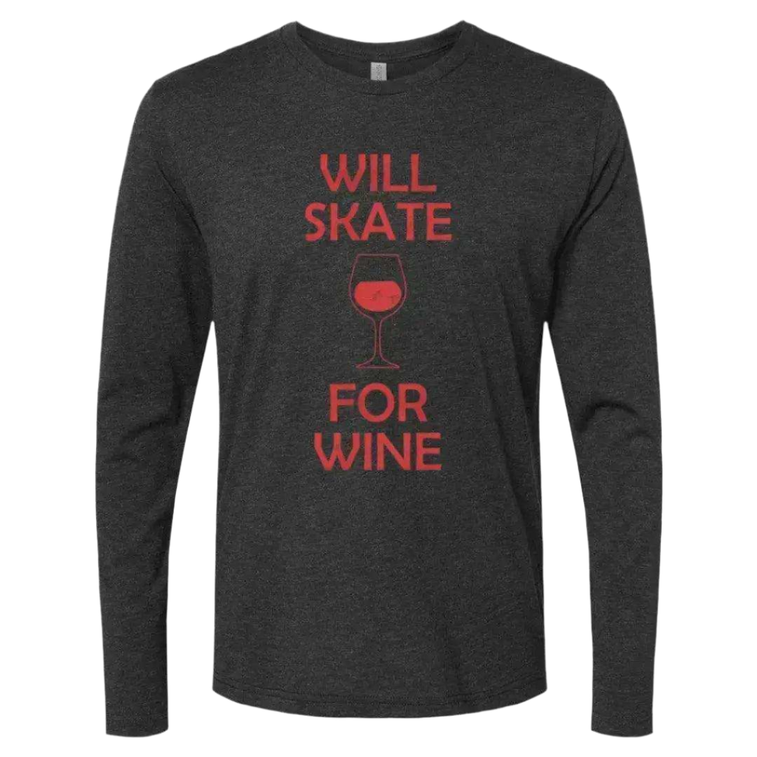 Will Skate For Wine Long Sleeve - Adults Skate Too LLC