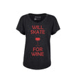 Will Skate For Wine Women's Dolman Tee Adults Skate Too LLC