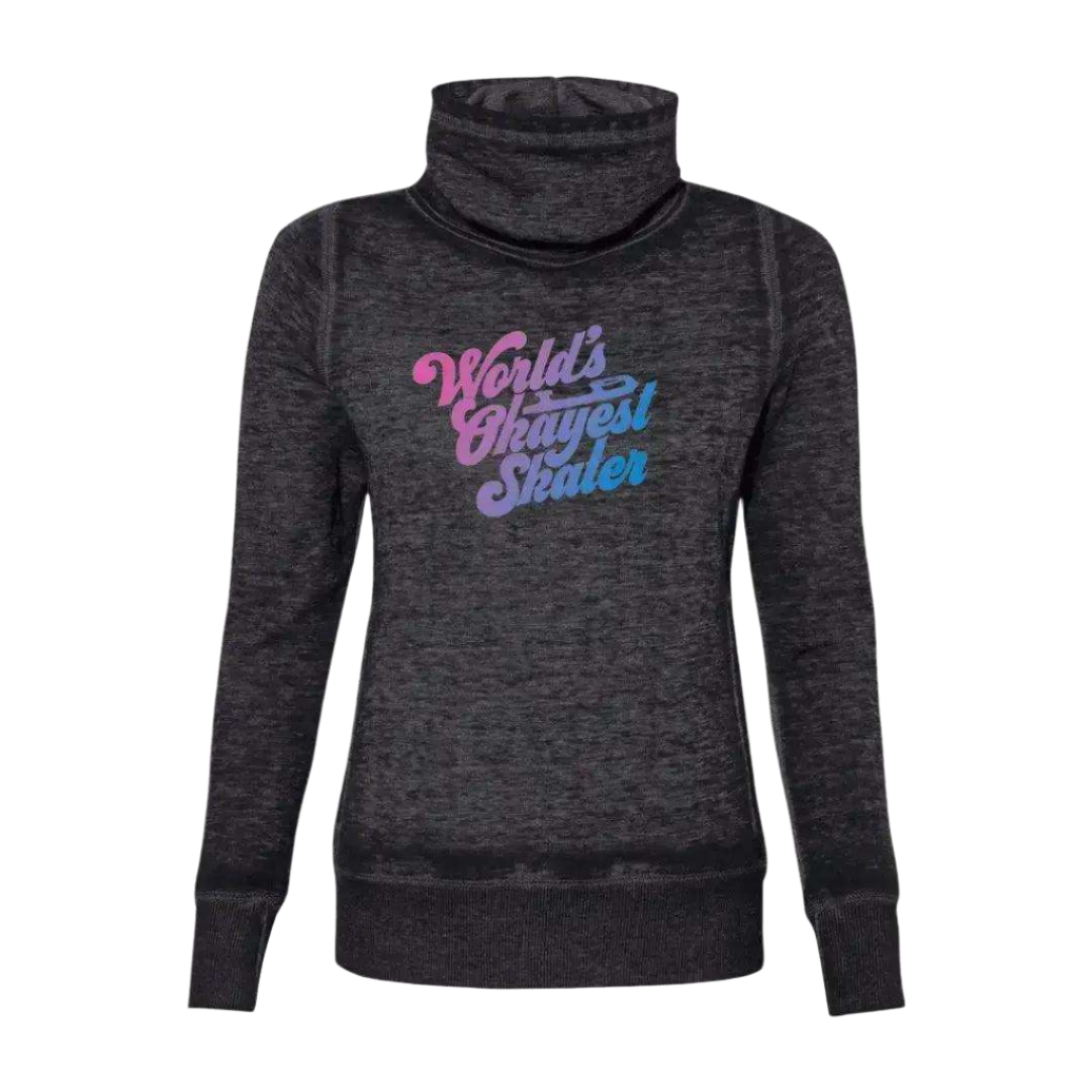 World's Okayest Skater Cowl Neck Sweatshirt - Adults Skate Too LLC