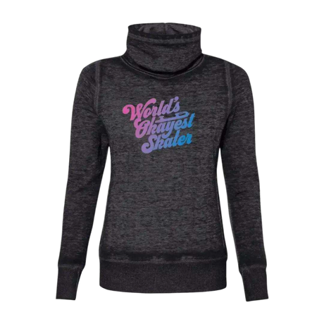 World's Okayest Skater Cowl Neck Sweatshirt - Adults Skate Too LLC