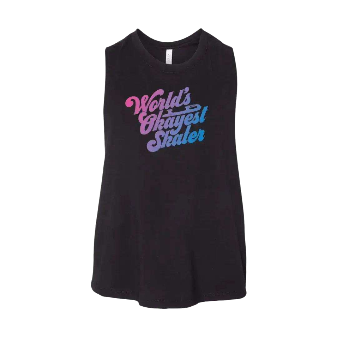 World's Okayest Skater Racerback Crop - Adults Skate Too LLC