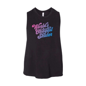 World's Okayest Skater Racerback Crop - Adults Skate Too LLC